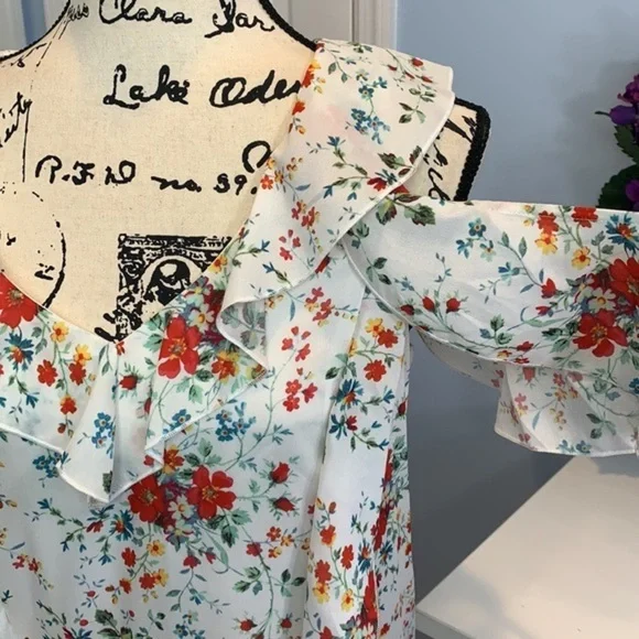 Parker Cold Shoulder Ruffle Shift Dress NWT - Picture 6 of 8